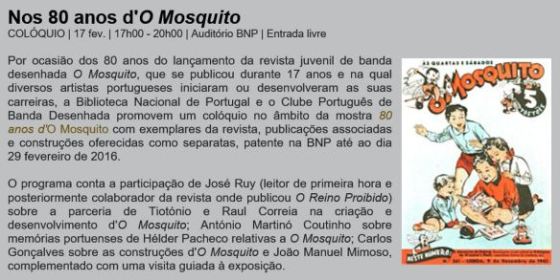 Biblioteca Nacional - Colóquio O Mosquito